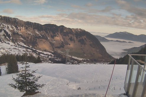Meagre snow cover on the slopes and mountains in Engelberg, Switzerland – Weather to ski – Snow report, 22 January 2026