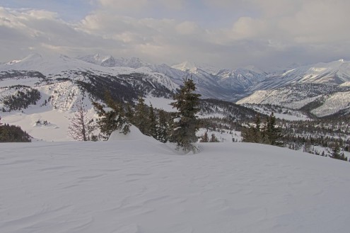 Snow-covered and tree-lined ski slopes in Banff, Canada – Weather to ski – Snow report, 29 March 2026