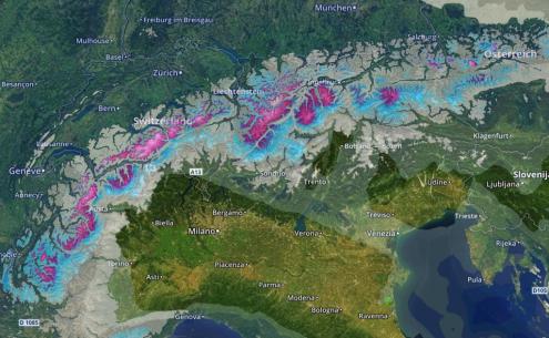 Meteo Exploration snowfall forecast map – Weather to ski – Today in the Alps, 30 November 2018