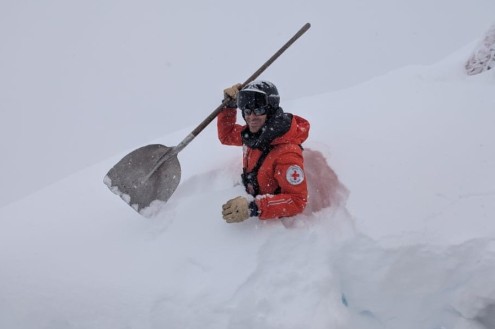 Person standing in deep snow in Glacier 3000, Switzerland on 26 November 2025 - Link to Weather to ski's Season progress report for the 2025-26 ski season published 3 December 2025