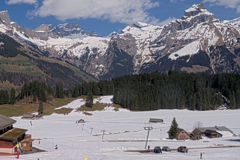 Spring conditions on the mountainside in Engelberg, Switzerland – Weather to ski – Today in the Alps, 9 April 2026