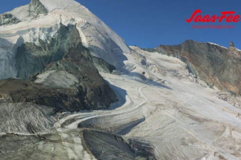 Poor summer snow conditions on the glacier above Saas-Fee, Switzerland – Link to Weather to ski's report on Today in the Alps, 7 August 2026