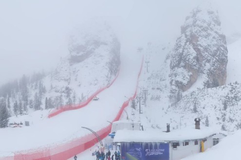 Snow falling over the ski slopes in Cortina, Italy, with runs being prepared for the 2026 Winter Olympics – Weather to ski – Who got the most snow in the Alps in 2025-26?