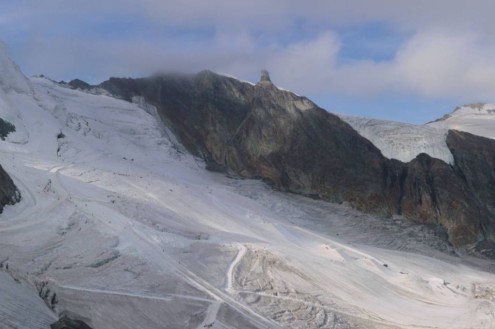 Poor conditions on the Saas-Fee glacier in Switzerland on its re-opening on 3 October 2026