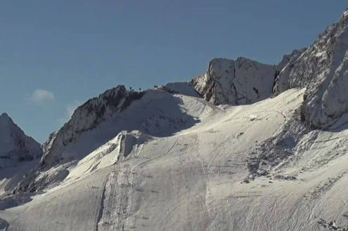 Fresh snow on the slopes of the Stubai glacier in Austria on its opening day on 9 October 2026